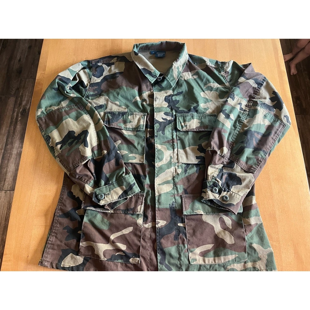 Propper Men's Sz Large L Camo Tactical Jacket Long Sleeves Button Pocket